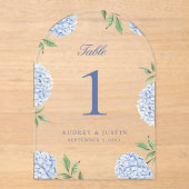 Numéro de Table en Acrylique Fleur d'Hydrangea Ble (Recto)