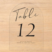 Numéro de table en acrylique moderne écriture noir (Recto)