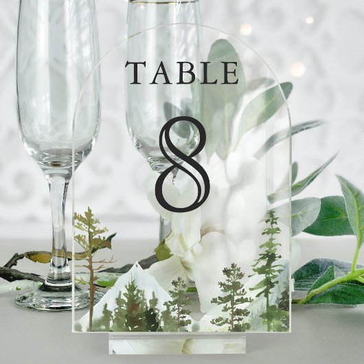 Numéro de table en acrylique pour mariage avec arb