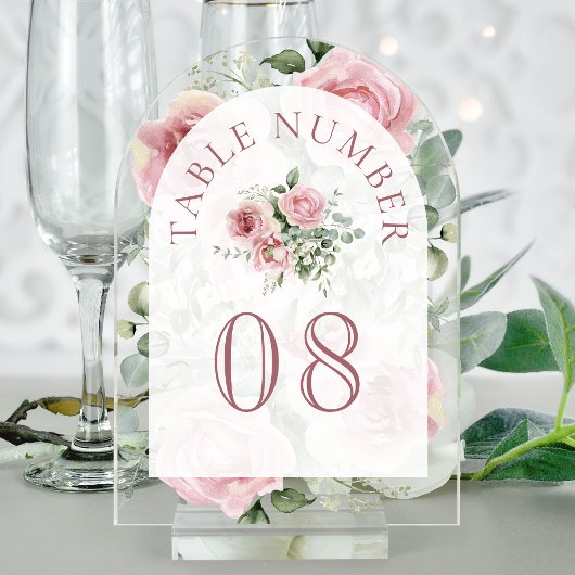 Numéro de table en acrylique pour mariage avec arc