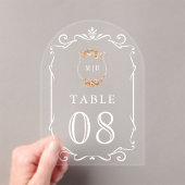 Numéro de table en acrylique pour mariage avec crê (In situ (ordinateur de poche))