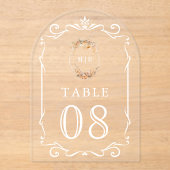 Numéro de table en acrylique pour mariage avec crê (Recto)