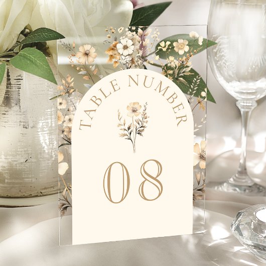 Numéro de table en acrylique pour mariage de fleur