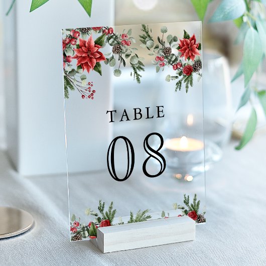 Numéro de table en acrylique pour mariage de Noël