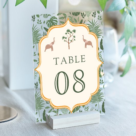 Numéro de table en acrylique pour mariage d'élépha