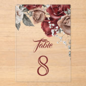 Numéro de Table en Acrylique pour Mariage Roses Ro (Recto)