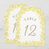 Numéro de table en arche de mimosa (Devant / Derrière)