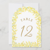 Numéro de table en arche de mimosa (Devant)