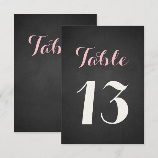 Numéro de table en ardoise avec écriture rose et b (Devant / Derrière)