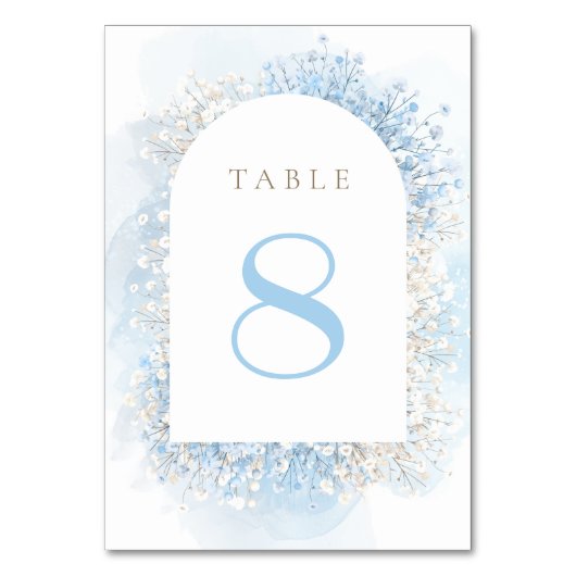 numéro de table en baby's breath bleu pastel (Dos)