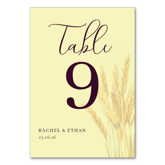 Numéro de table en blé de Bourgogne élégant (Par défaut)