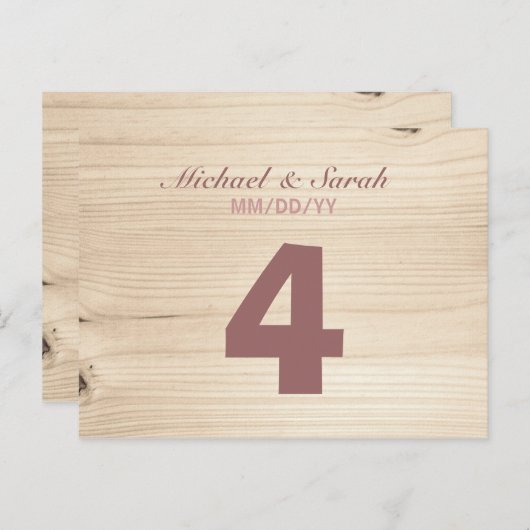 Numéro de table en bois (Devant / Derrière)