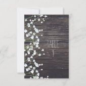 Numéro de table en bois rustique foncé avec fleurs (Dos)