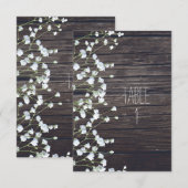 Numéro de table en bois rustique foncé avec fleurs (Devant / Derrière)