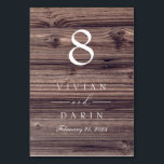 Numéro de table en bois Signal Mariage rustique Ré<br><div class="desc">Notre panneau de carte de numéro de table comporte une empreinte de bois et des lettres de script classiques pour une façon élégante d'afficher les numéros de table à votre mariage ou événement à thème rustique.</div>