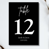 Numéro de table en calligraphie pour mariage noir