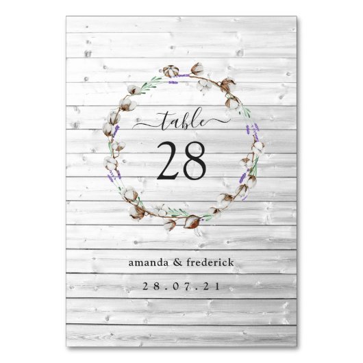 Numéro de table en coton rustique lavande (Par défaut)