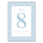 Numéro de table en damas bleu élégant (Dos)