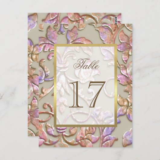 Numéro de table en damas "Embossed" pour Bat Mitzv (Devant / Derrière)