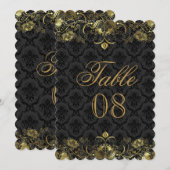 Numéro de table en damas or et noir (Devant / Derrière)