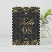 Numéro de table en damas or et noir (Debout devant)