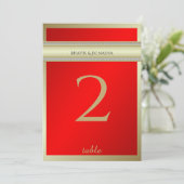 Numéro de table en damassé indien rouge et or (Debout devant)