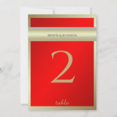 Numéro de table en damassé indien rouge et or (Dos)