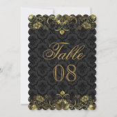 Numéro de table en damassé or et noir (Devant)