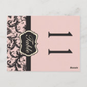 Numéro de table en damassé rose et gris Blush rect (Dos)