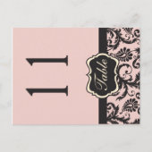 Numéro de table en damassé rose et gris Blush rect (Devant)