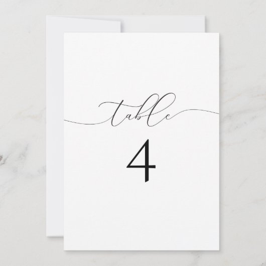 Numéro de table en écriture calligraphique élégant (Dos)