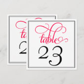 Numéro de table en écriture cursive rose profond (Devant / Derrière)