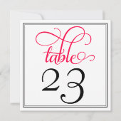 Numéro de table en écriture cursive rose profond (Devant)