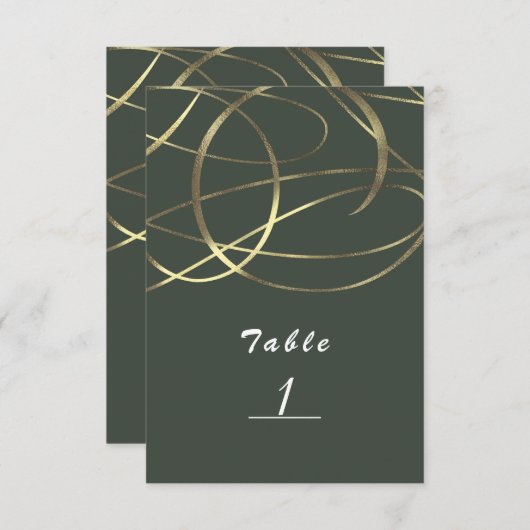 Numéro de table en faux feuille Olive Army Green & (Devant / Derrière)