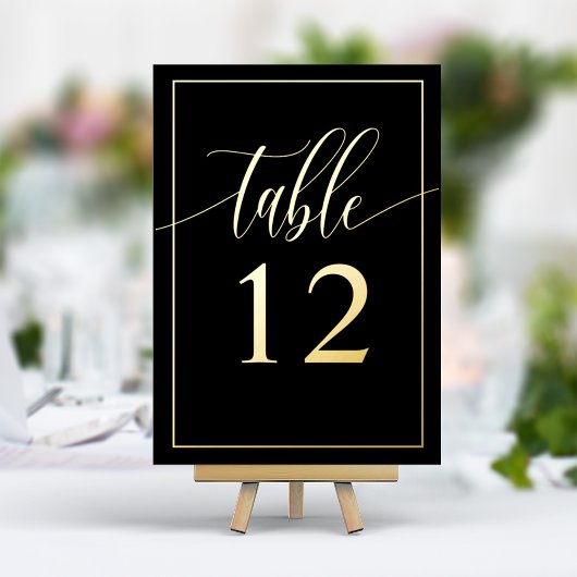 Numéro de table en feuille d'or et calligraphie no