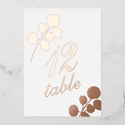 Numéro de table en feuille d'or Eucalyptus (Recto)