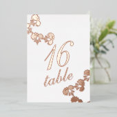 Numéro de table en feuille d'or florale (Debout devant)