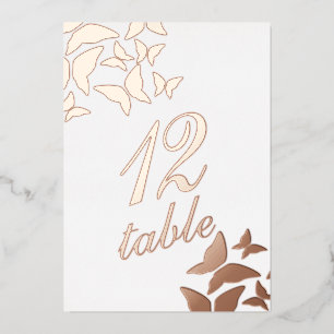 Numéro de table en feuille d'or papillon