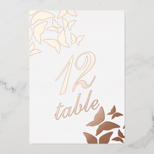 Numéro de table en feuille d'or papillon (Recto)