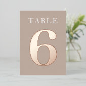 Numéro de table en feuille d'or rose (Debout devant)