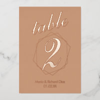 Numéro de table en feuille métallique à bordure gé