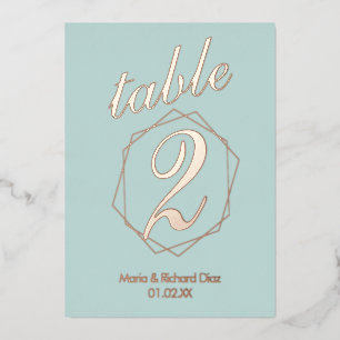 Numéro de table en feuille métallique à bordure gé
