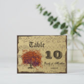 Numéro de table en forme d'arbre à feuilles de cœu (Debout devant)