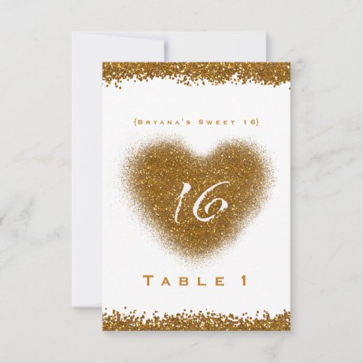 Numéro de table en forme de cœur Sweet 16 avec écl (Devant)