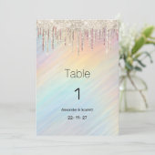 Numéro de table en hologramme arc-en-ciel avec pai (Debout devant)