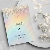 Numéro de table en hologramme arc-en-ciel avec pai