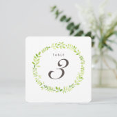 Numéro de table en laurier à l'aquarelle carte car (Debout devant)
