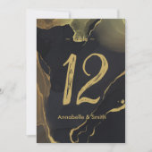 Numéro de table en marbre noir et or (Devant)