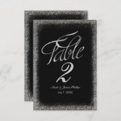 Numéro de table en paillettes de faux argent et gl (Devant / Derrière)