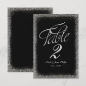 Numéro de table en paillettes fausses argentées et (Devant / Derrière)